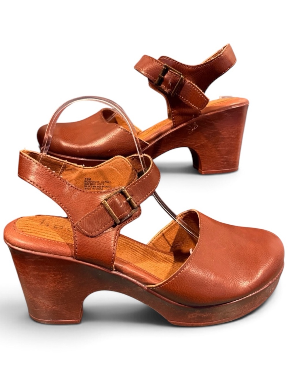 b.o.c. Natasha Brown Leather Platform Clogs with Buckle Strap Sz 11M | GUC - Picture 3 of 9
